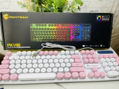 BÀN PHÍM GIẢ CƠ PANTSAN PK100 NÚT TRÒN MÀU HỒNG SIÊU KUTE (15)