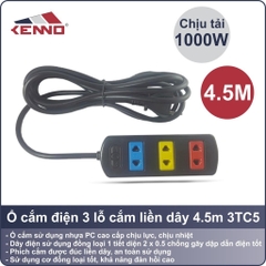 Ổ Cắm Điện Kenno 3 Lỗ Dây 4.5m Chính Hãng Chịu Tải Tốt