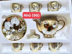 BỘ ẤM TRÀ HOA VĂN 14 CHI TIẾT ( 1 ấm + 7 DĨA + 6 LY) (14)