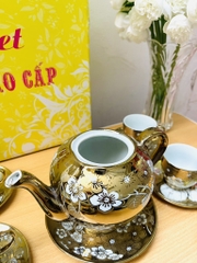 BỘ ẤM TRÀ HOA VĂN 14 CHI TIẾT ( 1 ấm + 7 DĨA + 6 LY) (14)