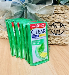 DÂY 10 GÓI DẦU GỘI CLEAR 6g MÁT LẠNH BẠC HÀ XANH LÁ