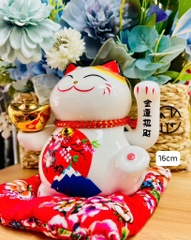 Mèo Thần Tài May Mắn Gốm Men Cao Cấp (16x14x16cm) (20)