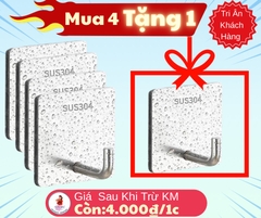 Móc Treo Đồ Dán Tường Inox 304 Loại 1 (ko ck)