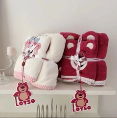Set 2 khăn tắm gấu dâu Lotso mền mịn (6)