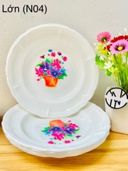 DĨA NHỰA TRẮNG HOA SIZE LỚN MÃ (NO3)
