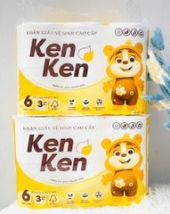 KHĂN GIẤY VỆ SINH LỐC 6 CUỘN KENKEN CHÍNH HÃNG XỊN (2) (cây 12 lốc)