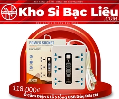 Ổ CẮM ĐIỆN 6 LỖ 5 CỔNG USB DÂY DÀI 2 MÉT MÃ B613 (10)
