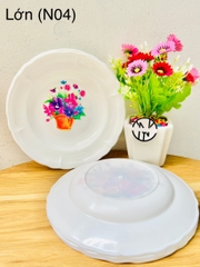 DĨA NHỰA TRẮNG HOA SIZE LỚN MÃ (NO3)