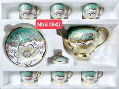 BỘ ẤM TRÀ HOA VĂN 14 CHI TIẾT ( 1 ấm + 7 DĨA + 6 LY) (14)