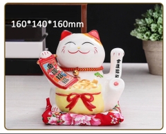 Mèo Thần Tài May Mắn Gốm Men Cao Cấp (16x14x16cm) (20)