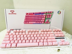 BÀN PHÍM CÓ DÂY DIVIPARD K710 GIẢ CƠ ĐÈN LED 7 MÀU (TRẮNG, ĐEN, HỒNG) KÈM ĐẾ KÊ TAY (20)