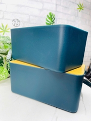 HỘP ĐỰNG GIẤY ĂN GIẤY RÚT NÂP GỖ SANG TRỌNG MÀU XANH (2)