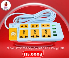 Ổ Cắm Điện CYX 218 Dây Dài 3M 6 Lỗ 4 Cổng USB (10)