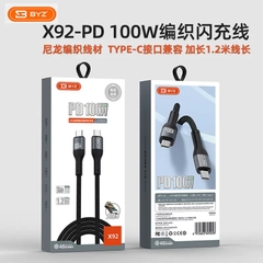 CÁP SẠC NHANH PD100W BYZ X92 TYPE C RA TYPE C DÂY DÙ DÀI 1.2M CHÍNH HÃNG (7)