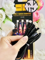 CÁP SẠC NHANH 3A HOCO LOẠI 1 HK48 3 ĐẦU SẠC ĐA NĂNG USB RA 3 ĐẦU MICRO TYPE C IPHONE DÂY DÙ CHỐNG ĐỨT CHÍNH HÃNG (6)