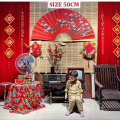 QUẠT GIẤY 50CM XẾP TREO TƯỜNG DECOR TÊT (9)
