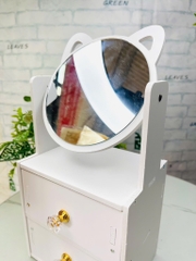 KỆ ĐỂ MỸ PHẨM 2 NGĂN CÓ GƯƠNG MẪU TAI MÈO TIỆN LỢI (4)