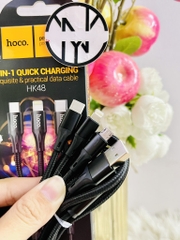 CÁP SẠC NHANH 3A HOCO LOẠI 1 HK48 3 ĐẦU SẠC ĐA NĂNG USB RA 3 ĐẦU MICRO TYPE C IPHONE DÂY DÙ CHỐNG ĐỨT CHÍNH HÃNG (6)
