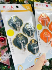 VỈ 4 MÓC DÁN TƯỜNG HOOK XANH CAM (1)