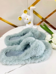 Dép Lông Xù Mang Trong Nhà Chữ X Đế Bằng Siêu Êm kute