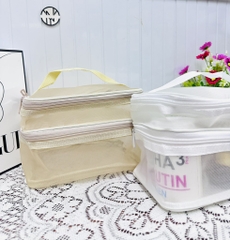 TÚI ĐỰNG MỸ PHẨM 2 TẦNG VẢI LƯỚI