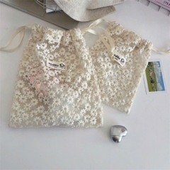 TÚI ĐỰNG MỸ PHẨM DÂY RÚT, TÚI LƯỚI REN HOA SOZAKKA (2)