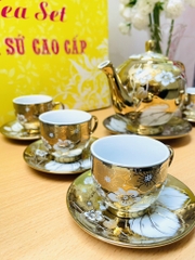 BỘ ẤM TRÀ HOA VĂN 14 CHI TIẾT ( 1 ấm + 7 DĨA + 6 LY) (14)