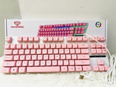 BÀN PHÍM CÓ DÂY DIVIPARD K710 GIẢ CƠ ĐÈN LED 7 MÀU (TRẮNG, ĐEN, HỒNG) KÈM ĐẾ KÊ TAY (20)