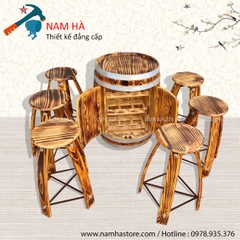 Bàn ghế gỗ trang trí vân gỗ