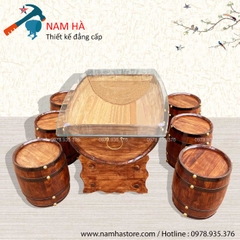 Bàn thùng rượu gỗ trang trí