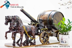 Xe ngựa đôi 2 ngựa 1 pháo kéo rượu vang thùng