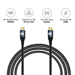 Cáp Sạc Điện Thoại EMA Sạc Nhanh 240W Truyền Dữ Liệu 480Mb