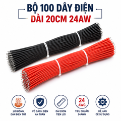 Bộ 100 Dây Điện 24AWG Dài 20CM - Dây Đồng Mềm 2 Đầu Tuốt Sẵn Cho Arduino, Breadboard, DIY Điện Tử