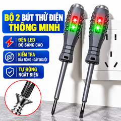 Vỉ 2 Bút Thử Điện Cảm Ứng Thông Minh – Bút Kiểm Tra Dây Lửa Dây Nguội, Rò Điện, Đứt Mạch Kèm 6 Pin