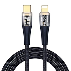 Cáp Sạc Điện Thoại TSV Sạc Nhanh PD 15W 30W Màu Đen Đầu Sạc Trong Suốt Dài 120Cm