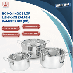 Kalpen Bộ nồi inox 3 lớp liền khối Kampfer KF1