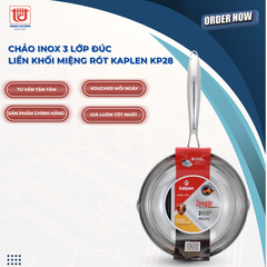 Kalpen Chảo inox 3 lớp liền khối Zenger - Size 20-24-26-28-30cm