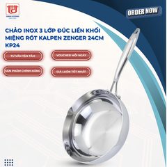Kalpen Chảo inox 3 lớp liền khối Zenger - Size 20-24-26-28-30cm
