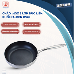 Kalpen Chảo inox 3 lớp liền khối chống dính Daikin Kazler - Size 20 - 26 - 28 - 30cm