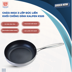 Kalpen Chảo inox 3 lớp liền khối chống dính Daikin Kazler - Size 20 - 26 - 28 - 30cm