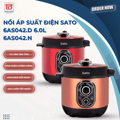 Sato Nồi Áp Suất Điện 6AS042 ( Đỏ/Nâu ) - Dung tích 6L