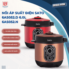 Sato Nồi Áp Suất Điện 6AS052 ( Đỏ/Nâu ) - Dung tích 6L