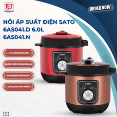 Sato Nồi Áp Suất Điện 6AS041 ( Đỏ/Nâu ) - Dung tích 6L