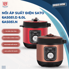 Sato Nồi Áp Suất Điện 6AS051 ( Đỏ/Nâu ) - Dung tích 6L