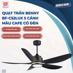 Benny Quạt Trần BF-C52LUX 5 Cánh Amore Enterno Màu Cafe/Trắng - Có Đèn