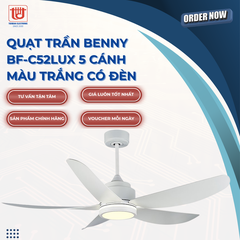 Benny Quạt Trần BF-C52LUX 5 Cánh Amore Enterno Màu Cafe/Trắng - Có Đèn