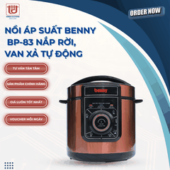 Benny Nồi Áp Suất BP-83 Nắp Rời, Van Xả Tự Động - Dung tích 6L