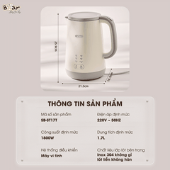 Ấm Đun Nước Giữ Nhiệt Bear SB-ST17T (1.7L)