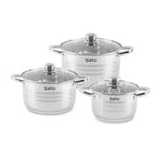 Sato Bộ 3 chiếc nồi inox SBN-168