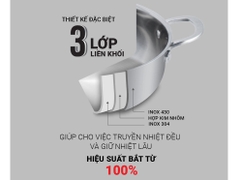 Kalpen Bộ nồi inox 3 lớp liền khối Kazler KZ1